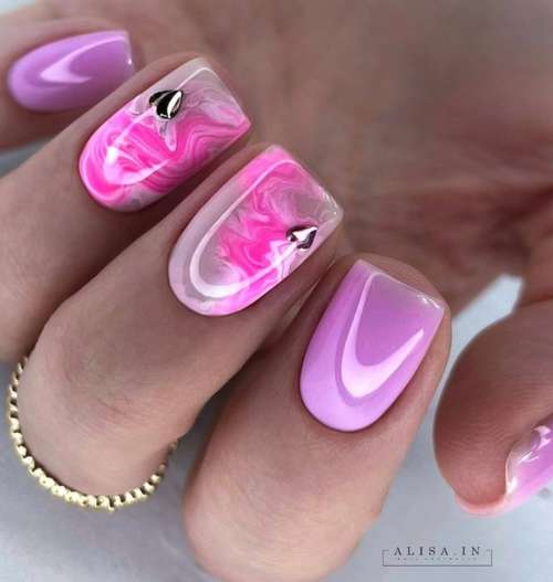 Manucure violette avec design: nouveautés, photo 2022