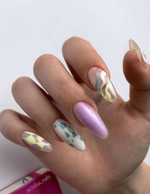 Manucure violette avec design: nouveautés, photo 2022