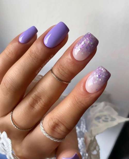Manucure violette avec design: nouveautés, photo 2022