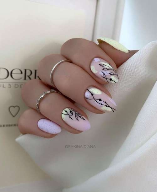 Manucure violette avec design: nouveautés, photo 2022