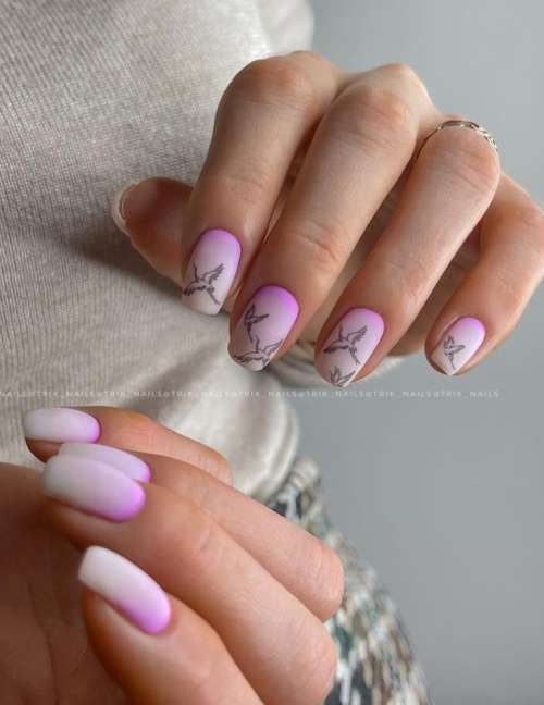 Manucure violette avec design: nouveautés, photo 2022