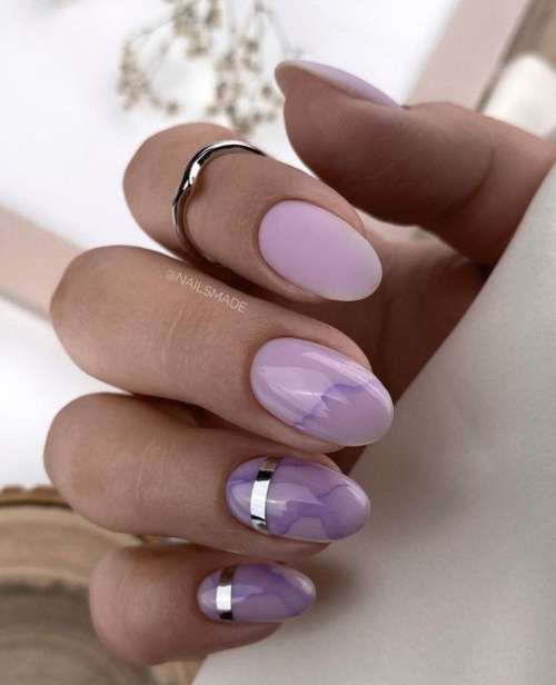 Manucure violette avec design: nouveautés, photo 2022