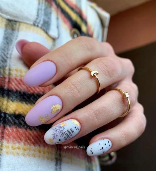 Manucure violette avec design: nouveautés, photo 2022