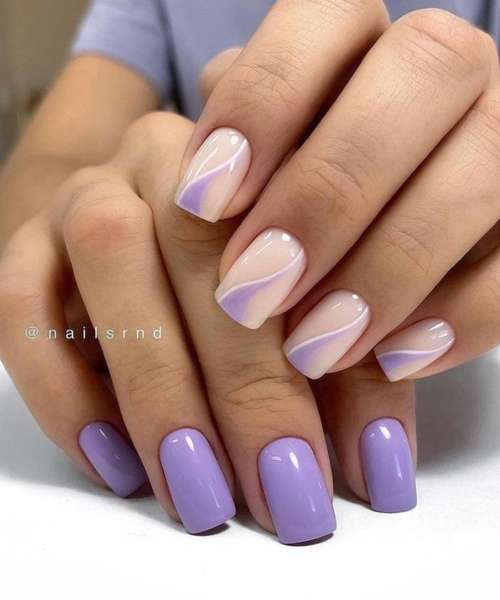 Manucure violette avec design: nouveautés, photo 2022