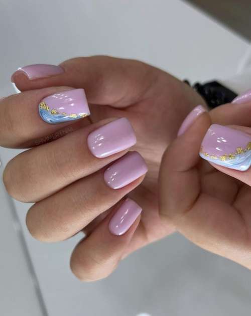 Manucure violette avec design: nouveautés, photo 2022