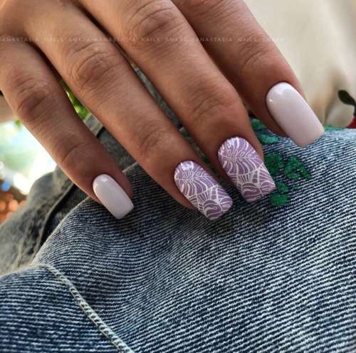 Manucure violette avec design: nouveautés, photo 2022