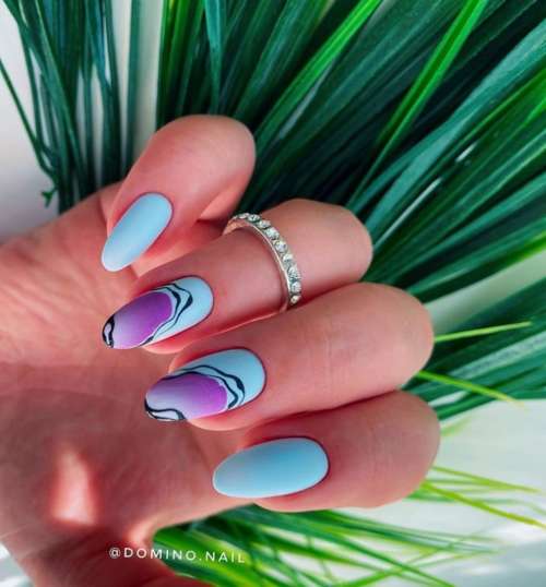 Manucure violette avec design: nouveautés, photo 2022