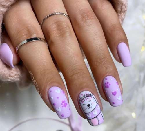 Manucure violette avec design: nouveautés, photo 2022