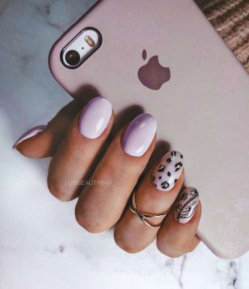Manucure violette avec design: nouveautés, photo 2022