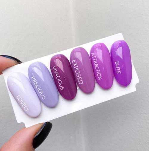 Différentes nuances de manucure violette