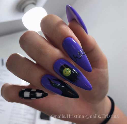 Conception de manucure violette ongles longs