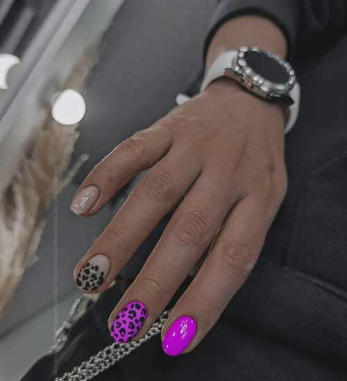 Manucure imprimé animal violet vif