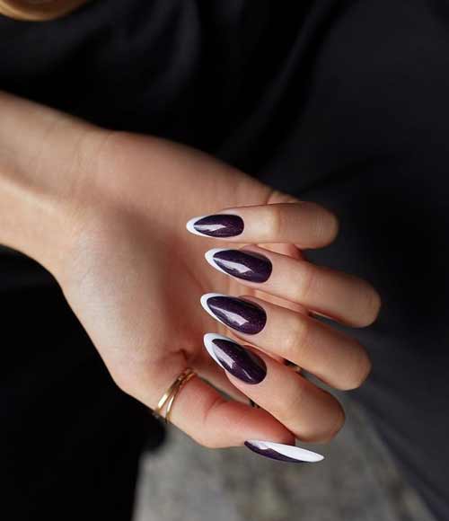 French manucure violet foncé