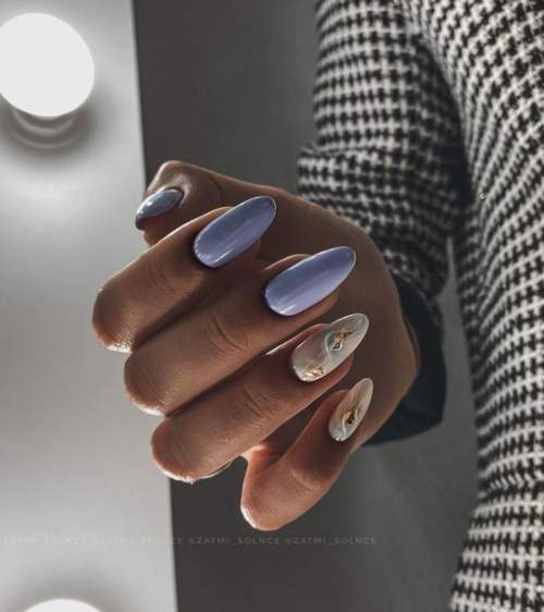 Manucure violette avec design 2022: photos, actualités mode