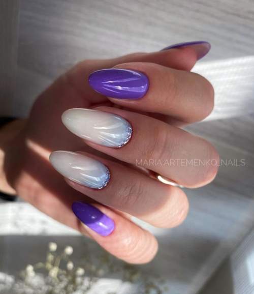 Manucure violette avec design 2022: photos, actualités mode