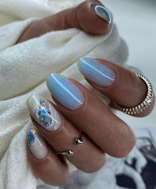 Manucure bleue du Nouvel An: nouveautés 2022, photos, idées de design