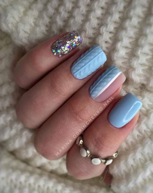 Nail art tricoté manucure du Nouvel An