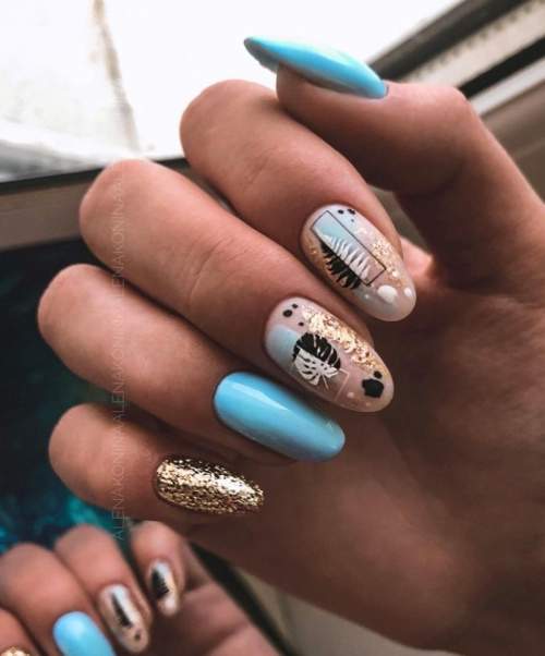 Manucure bleue du Nouvel An: nouveautés 2022, photos, idées de design
