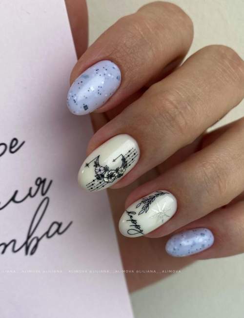 Manucure bleue du Nouvel An: nouveautés 2022, photos, idées de design