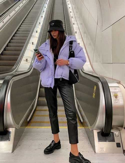 Doudoune dans les tons lilas