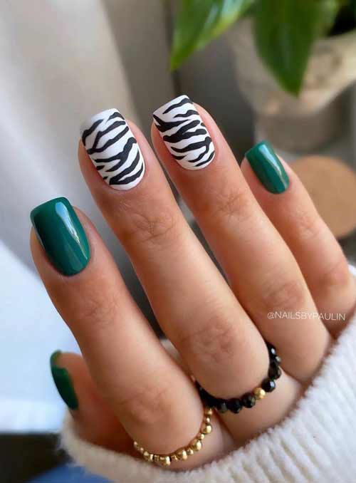 Manucure vert foncé