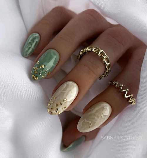 Photo de manucure verte pour les ongles longs