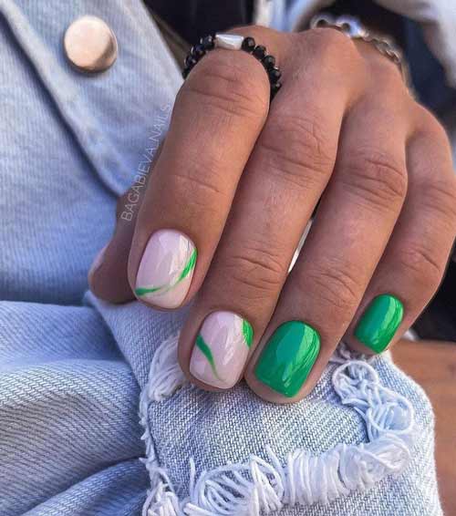 Manucure dans les tons verts