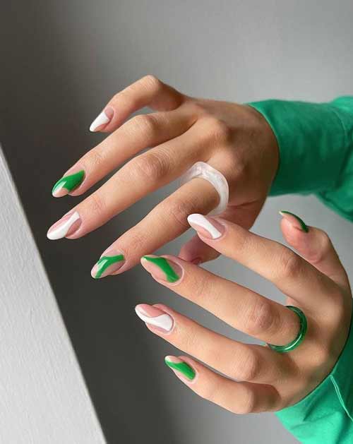 Conception d'ongles blancs et verts