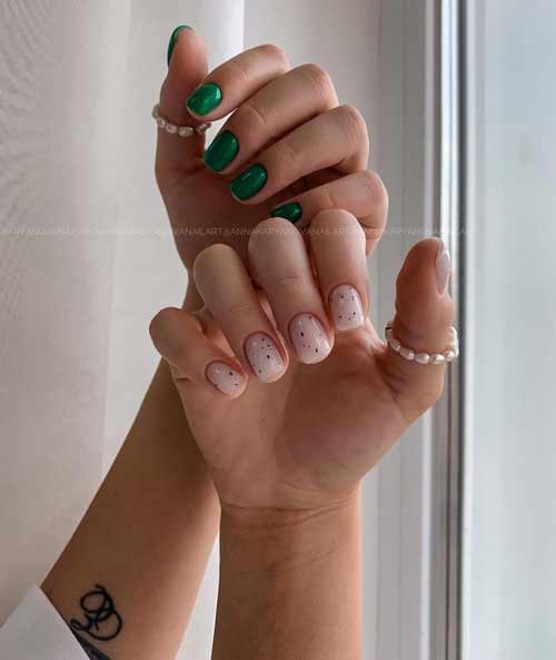 Manucure verte ongles courts