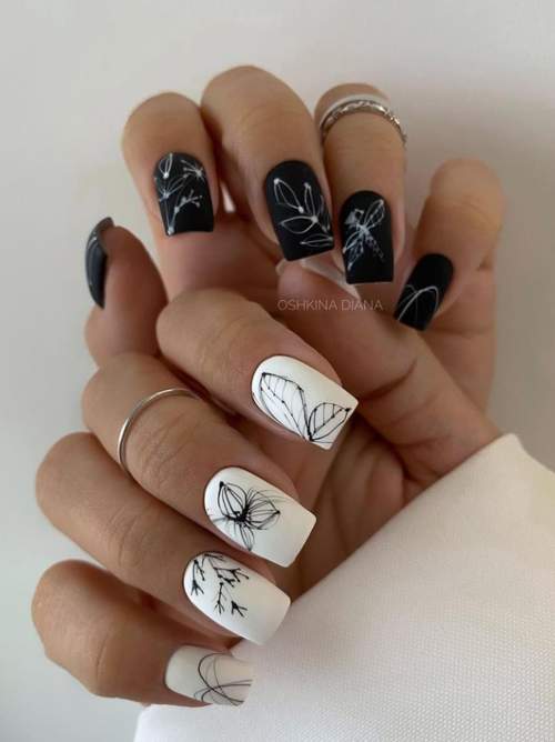 Dessins sur les ongles blancs