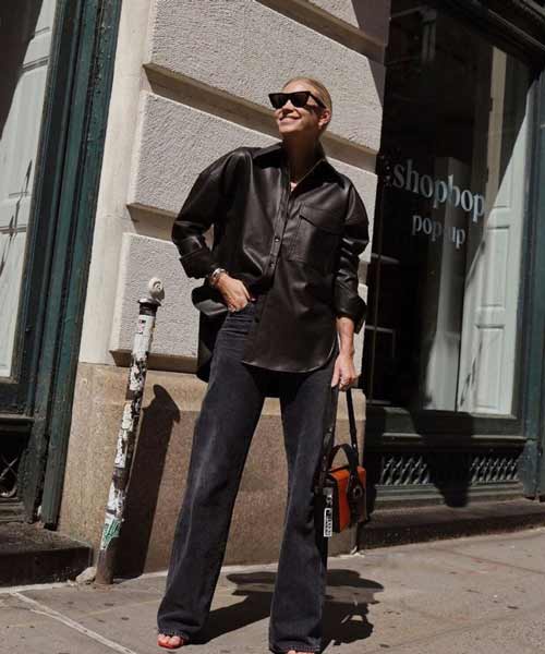 Image de chemise oversize en cuir à la mode