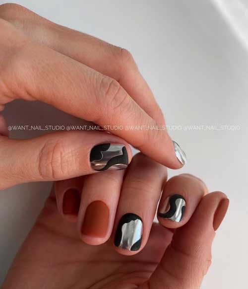 Manucure d'hiver noire et brune