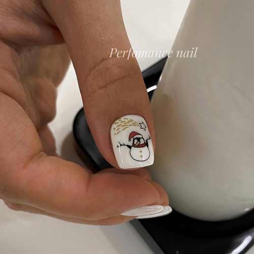 bonhomme de neige sur les ongles