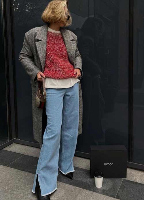 Jean avec fentes en bas des jambes