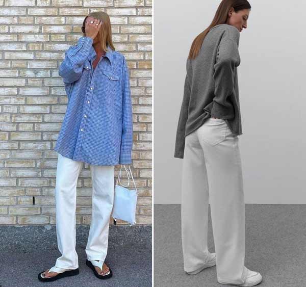 Images de jeans blancs à la mode