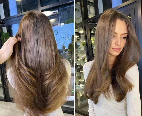Coupe de cheveux en échelle pour cheveux longs