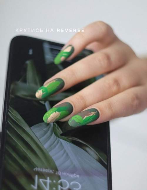 Ongles dessins verts