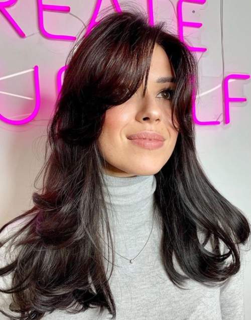 Frange et coupe de cheveux à la mode