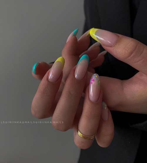 Jaune avec français vert