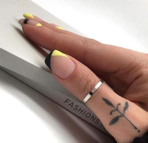 Manucure française jaune 2022: nouveaux designs, photos