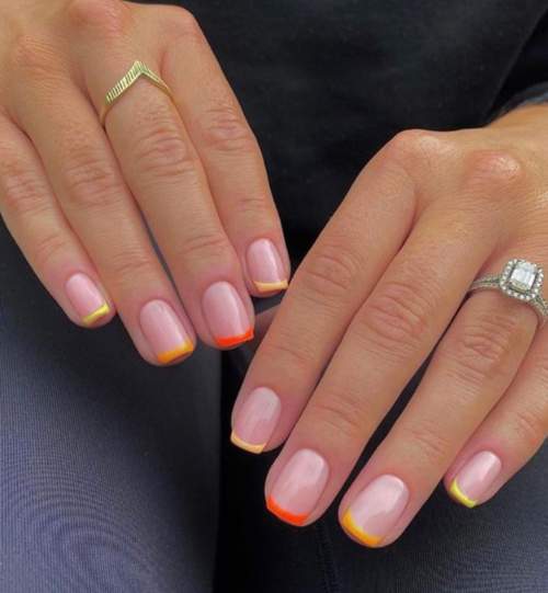 Manucure française jaune 2022: nouveaux designs, photos