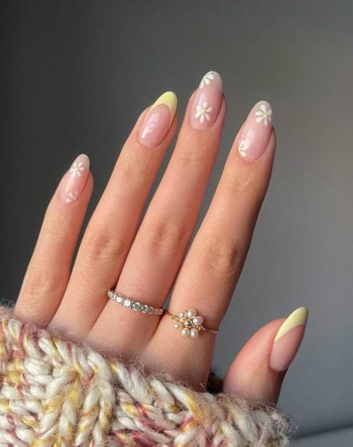Manucure française jaune 2022: nouveaux designs, photos
