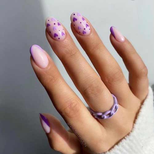 ongles coeur violet
