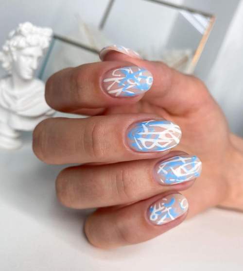 Ongles courts graffitis