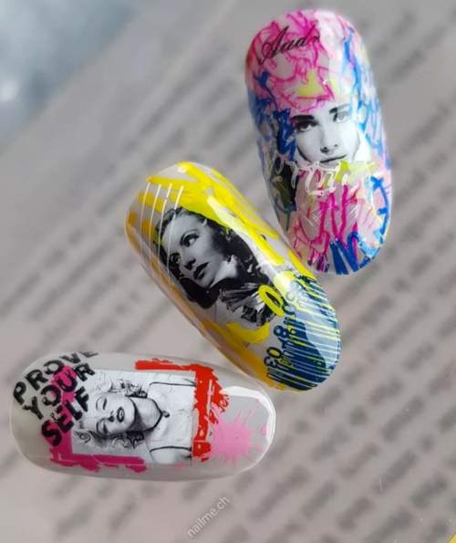 ongles graffiti néon