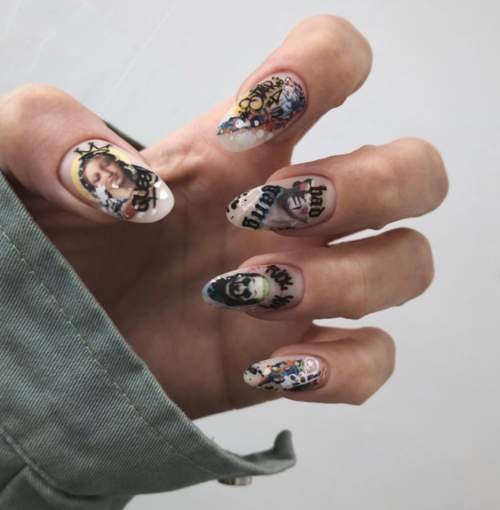 Graffiti sur les ongles: manucure tendance 2022, photo