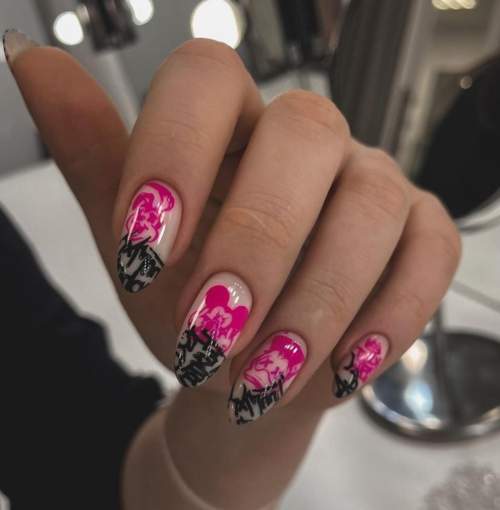 Graffiti sur les ongles: manucure tendance 2022, photo