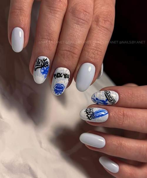 Graffiti sur les ongles: manucure tendance 2022, photo