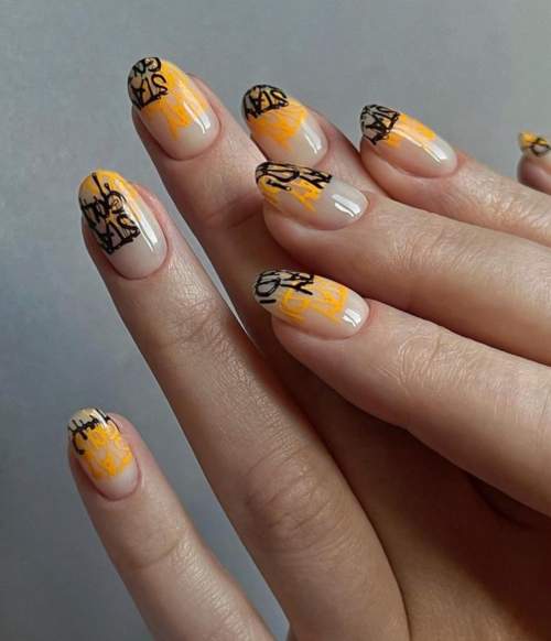 Graffiti sur les ongles: manucure tendance 2022, photo