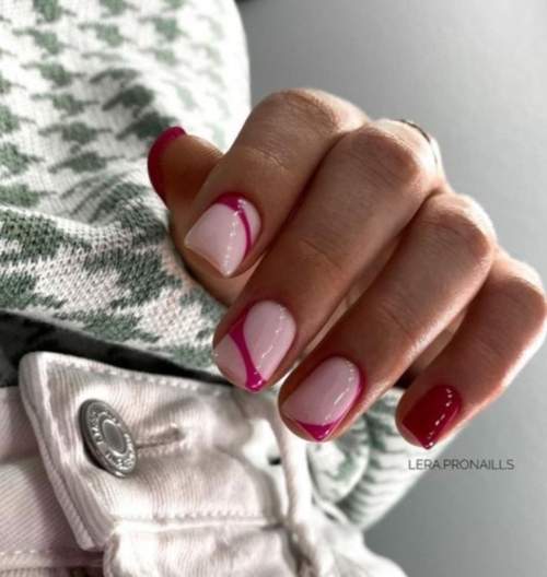 Manucure automne rouge-rose